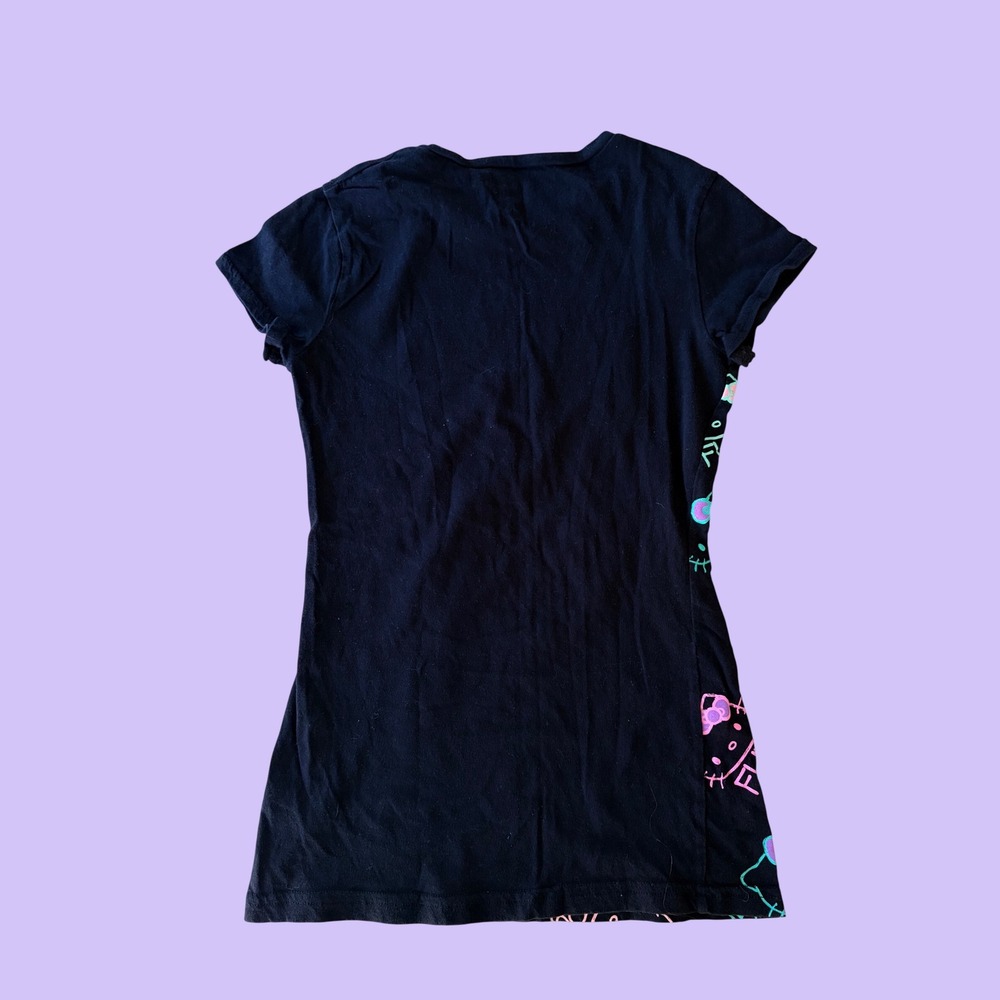 Y2K Hello Kitty Sanrio Neon Graphic T-Shirt Short Sleeve Baby Tee Scene #18 - Picture 2 of 5
